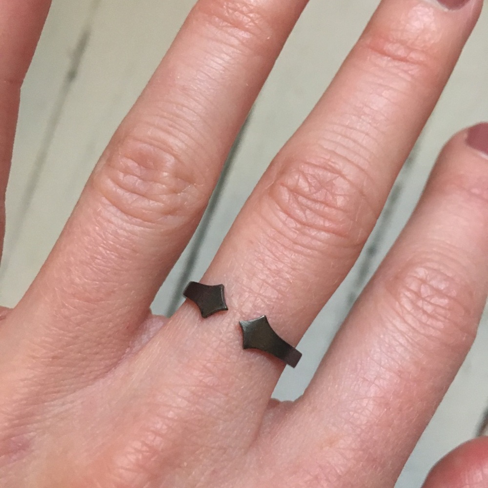 Sterling silver plated with ruthenium ring